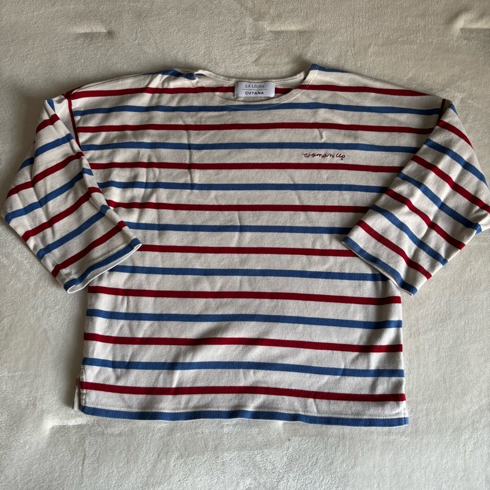 La Ligne x Cuyana “Woman Up” 3/4 Length Sleeve Top • Size XS - Picture 3 of 16